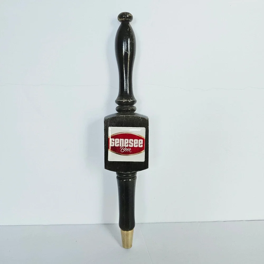 Vintage Genesee Beer Tap Handle Wood Shield Logo Bar Decor Breweriana